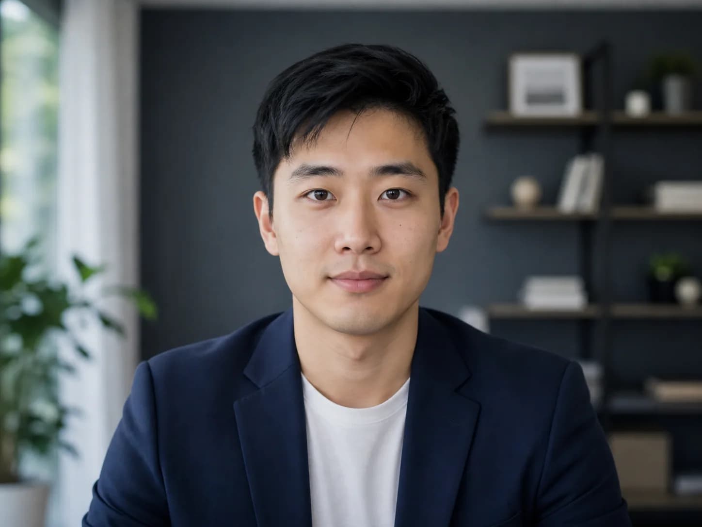 眼神纠正后，面试者自然直视镜头